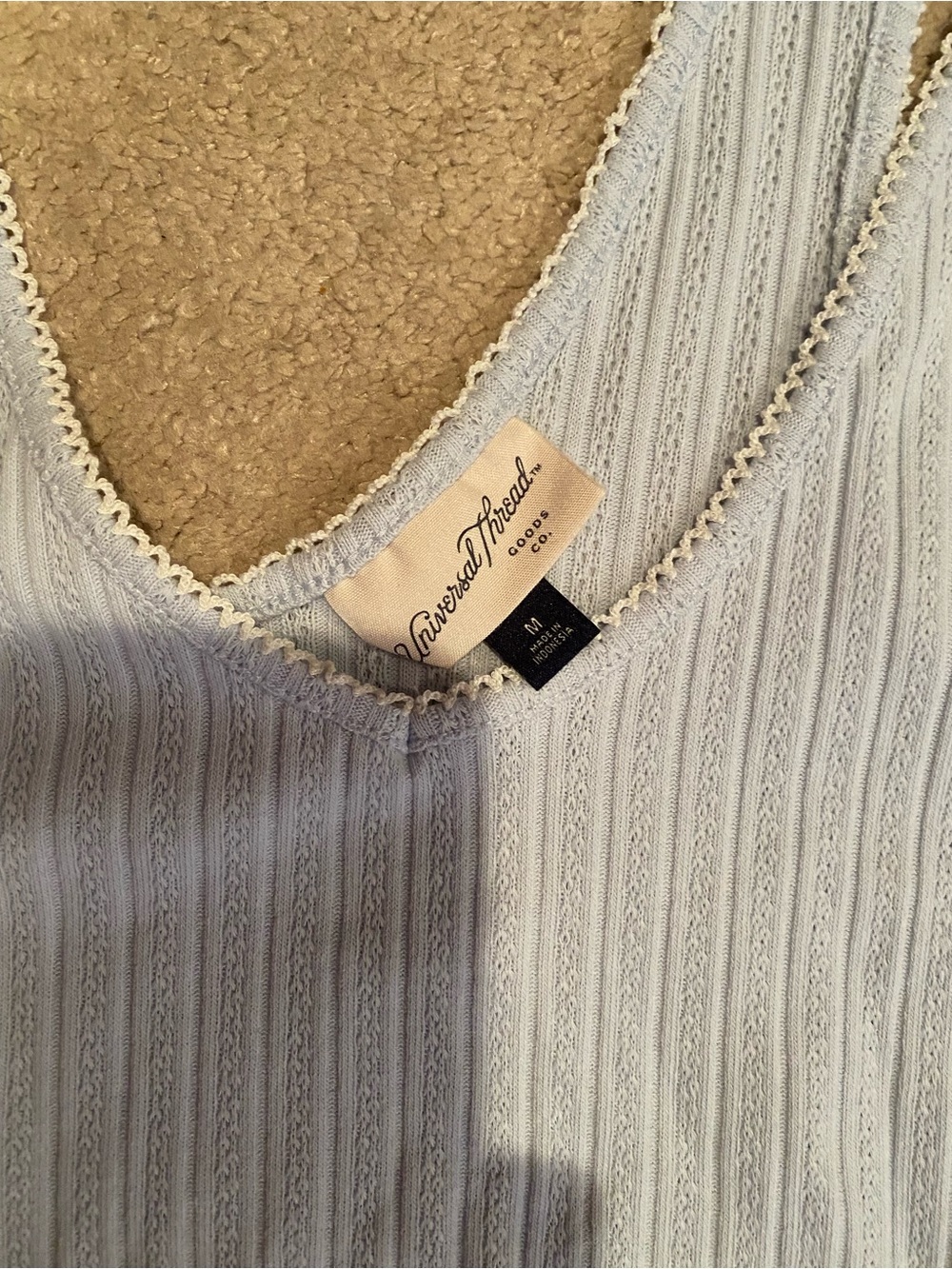 Universal Thread Light Blue Ribbed V-Neck Tank - Picture 3 of 3